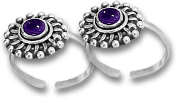 Pair of Silver and Amethyst Toe Rings